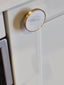 Round Brass With White Marble Insert Knob
