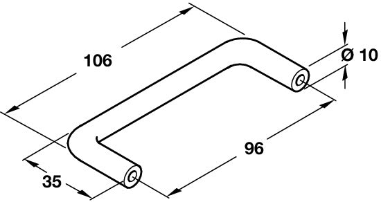 Stainless Steel D Shape Pull Handle - 64mm