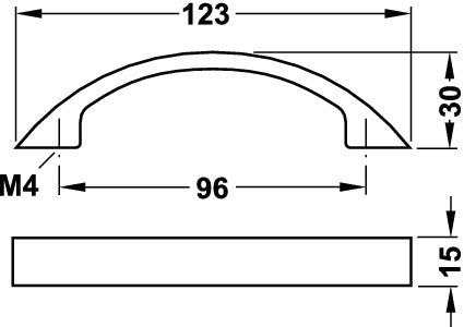 Silver coloured, anodised, Bow Handles - Hole spacing 96 mm Secondary image