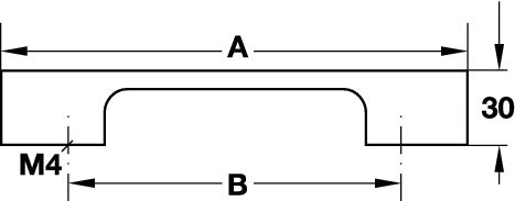 Chrome And Nickel Plated Bar Handle, Hole Spacing 128mm