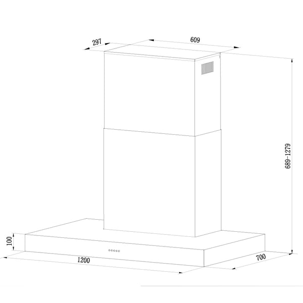 120cm Outdoor Box Canopy Rangehood