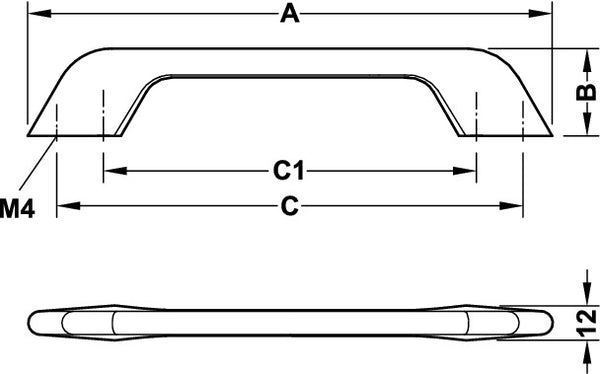 Polished, Zinc alloy - D handle