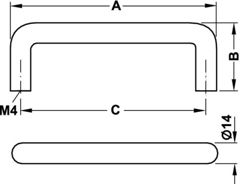 Stainless Steel Handle - Matt Brushed, Hole spacing 128 mm Secondary image