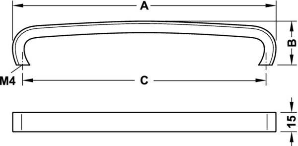 Zinc-Alloy Pull Handle, Hole Spacing, D Shape