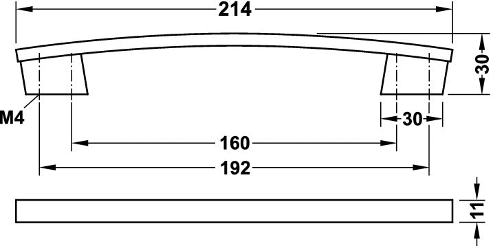 Zinc-Alloy D Pull Handle, Chrome Polished, Matt - 215X30mm