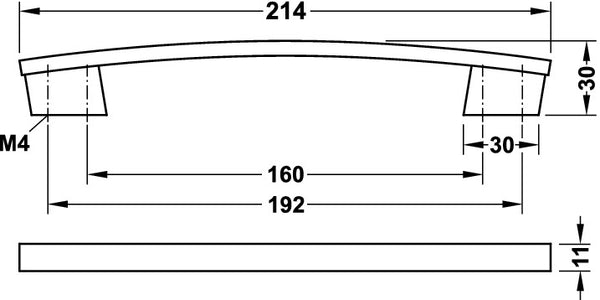 Zinc-Alloy D Pull Handle, Chrome Polished, Matt - 215X30mm