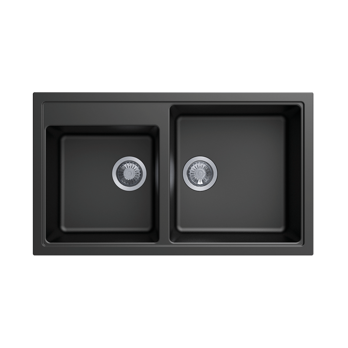 Vivaldi N200 Double Bowl Sink, Universal, Black Main image