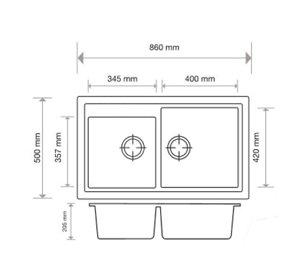 Vivaldi N200 Double Bowl Sink, Universal, Black Secondary image
