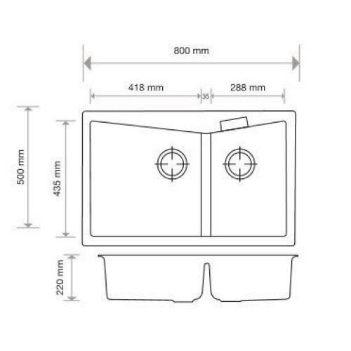 Carysil CGDB 3220 Double Bowl Sink, Top Mount