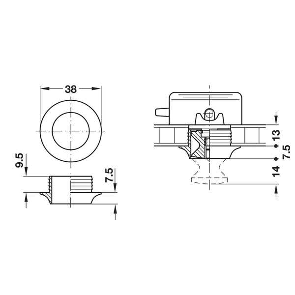 Hafele Rosette for 13 mm Panels