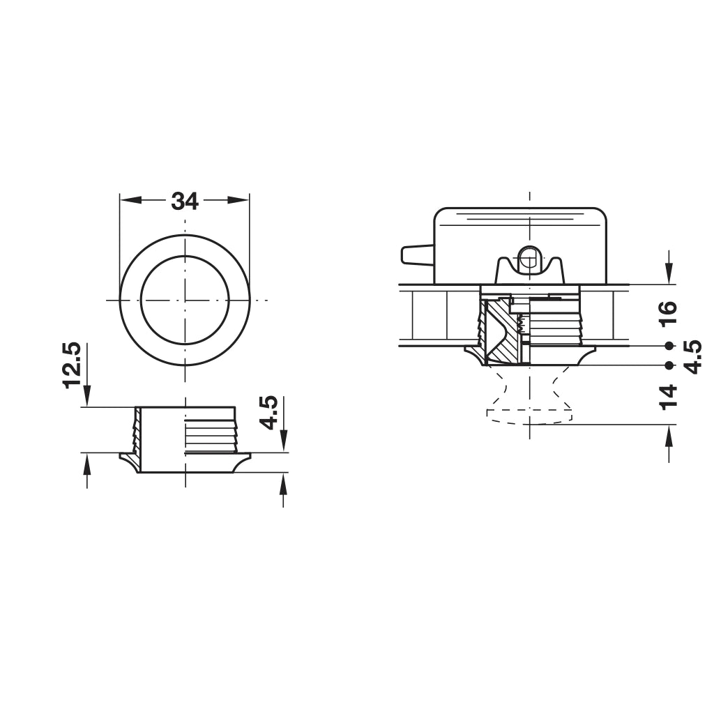 Rosette for 16 mm Panels, Plastic