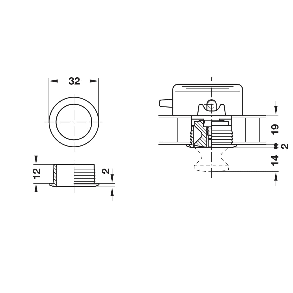Large Rosette for 19 mm Panels, Plastic Secondary image