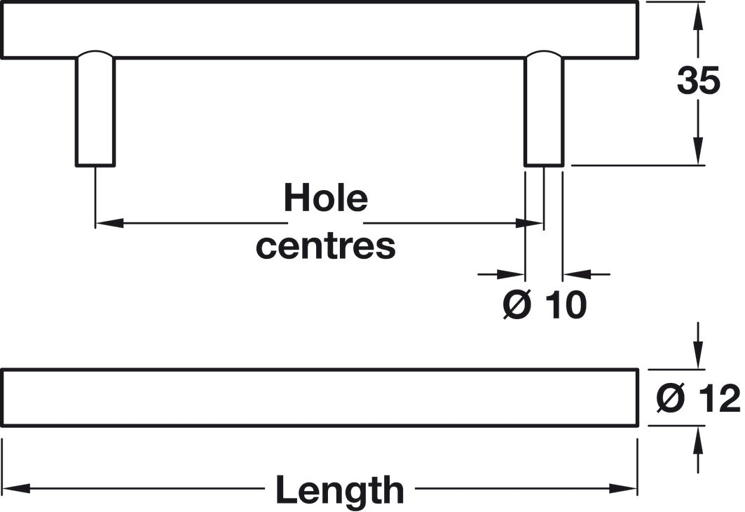 Polished And Matt Bar Handle, Hole Spacing 96mm Secondary image