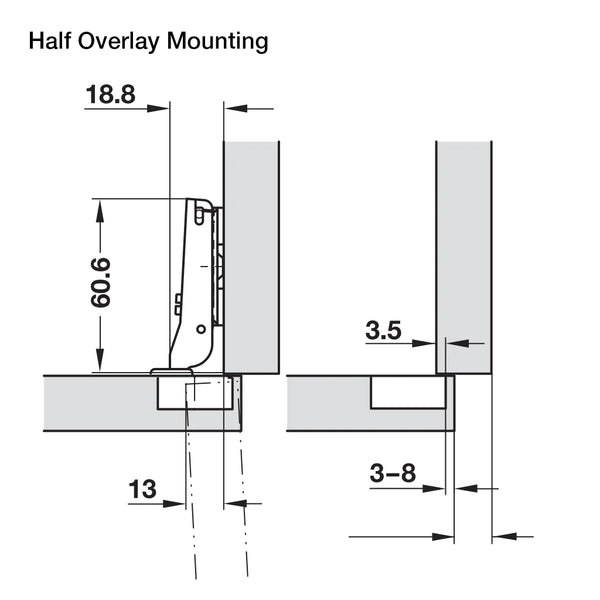 Hafele 94° Mini Series 400 Hinges