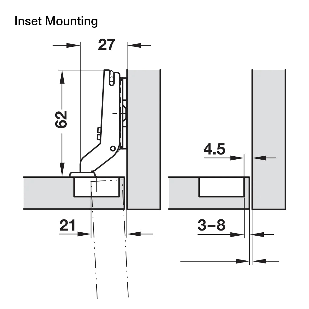 Hafele 94° Mini Series 400 Hinges
