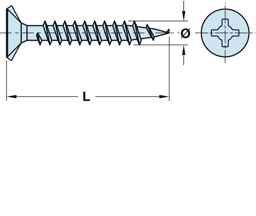 Chipboard Screw, Hospa, Countersunk Head, Galvanized or Yellow Chromatized