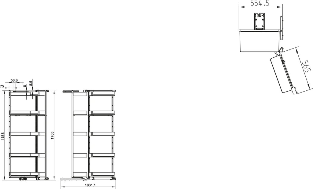 Hafele Utensio Plus H2 Pantry Unit – Hinged Door, Steel