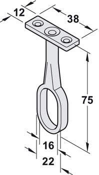 Rail Centre Support, for OVA Wardrobe Rail 30 x 15 mm