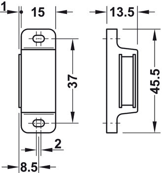 Magnetic door catch 3-4 kg pull Hafele ideal for kitchen cabinets and drawers