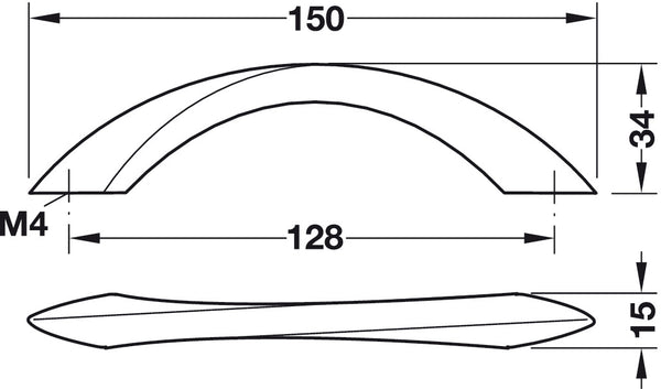 Furniture Handle, bow handle, zinc alloy
