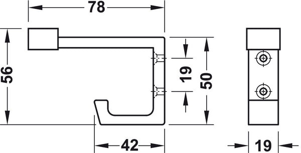 Square Aluminium Coat Hook For Wardrobe & Bathroom