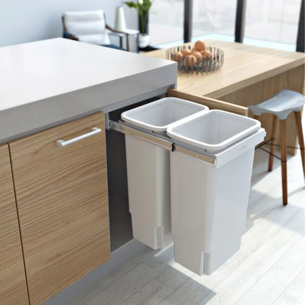 Hideaway Waste Bin Compact Soft-Close 2x35Ltr (Handle Pull) Main image