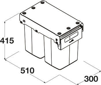 Hideaway Compact HC220H 40L Double Waste Bin