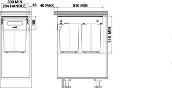 Hideaway Compact HC220H 40L Double Waste Bin