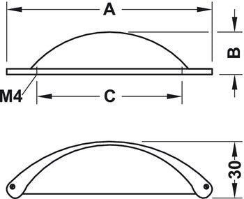 Matt Cup Pull Handle, Shell Shape