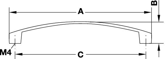 Matt Polished, Bow Handles - Hole Spacing 128 mm