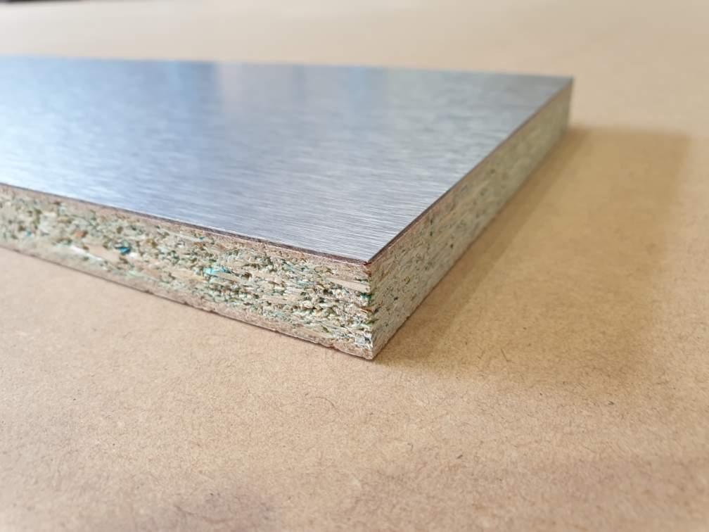 Stuck on board Brushed Aluminium Kickboard Laminate Height 150mm