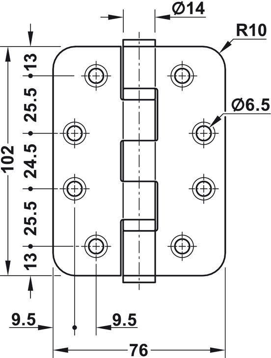 Stainless Steel Butt Hinge For Flush Interior Door, Startec Secondary image