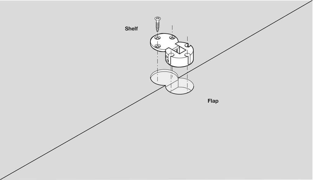 Flap Hinge, Plano-Medial, Zinc Alloy, Opening Angle 90°