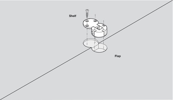 Flap Hinge, Plano-Medial, Zinc Alloy, Opening Angle 90°
