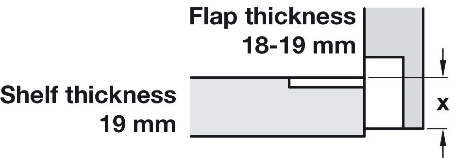 Flap Hinge, Plano-Medial, Zinc Alloy, Opening Angle 90°