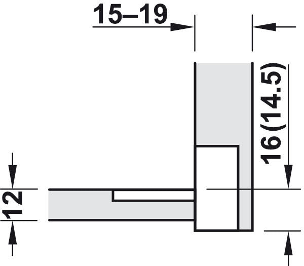 Flap Hinge, Plano-Medial, Zinc Alloy, Opening Angle 90°