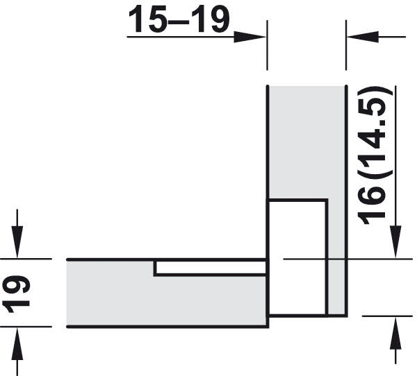 Flap Hinge, Plano-Medial, Zinc Alloy, Opening Angle 90°