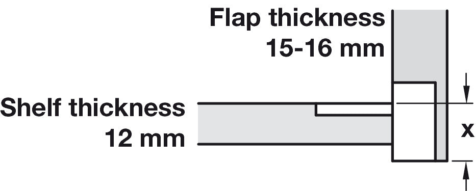 Flap Hinge, Plano-Medial, Zinc Alloy Burnished, 90° Degree