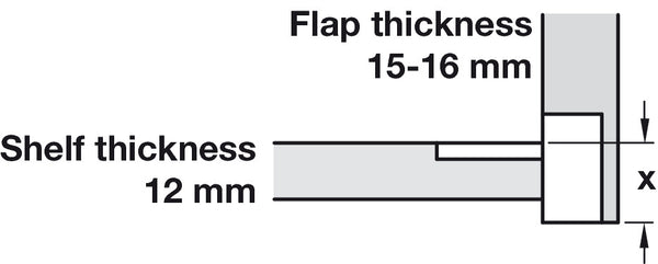 Flap Hinge, Plano-Medial, Zinc Alloy Burnished, 90° Degree