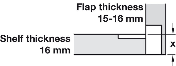 Flap Hinge, Plano-Medial, Zinc Alloy Burnished, 90° Degree