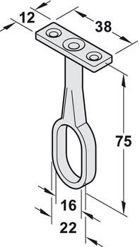 Wardrobe Rail Support, Chrome OVA Mid Rail Support 30 x 15