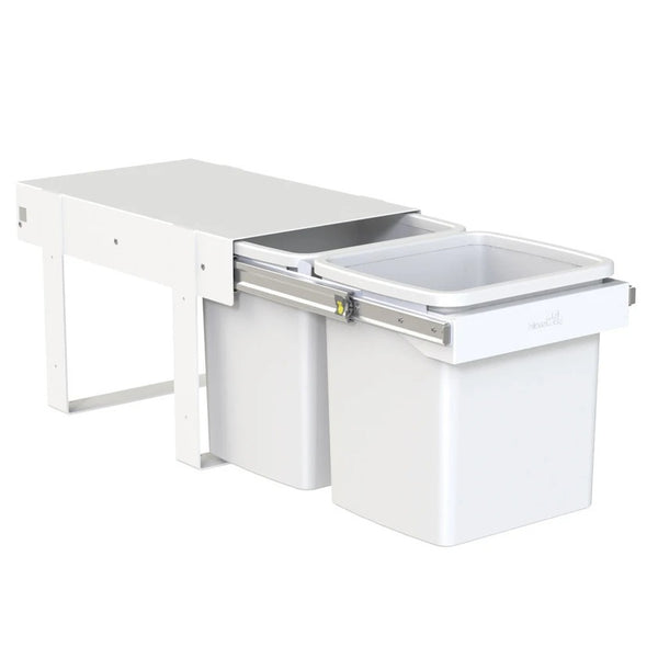 Hideaway Waste Bin Compact Soft-Close 2x15 Ltr (Handle Pull)