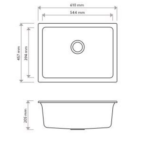 Carysil Large Single Bowl Sink, Black Secondary image