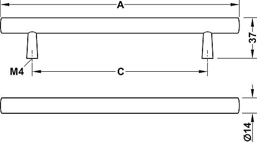 T Bar Ash Black Stained Wooden Handle with Brass Plate Base