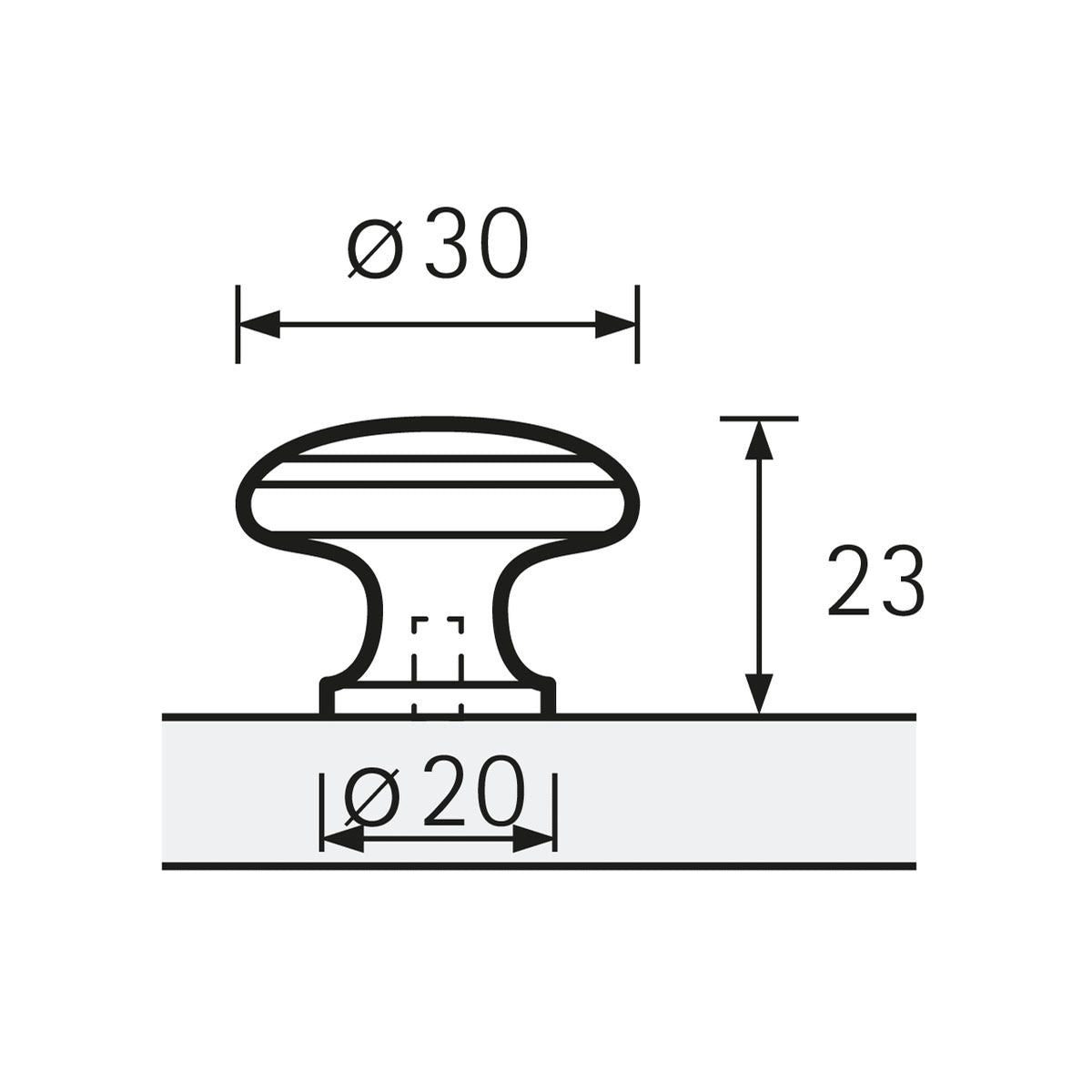 Knob Salemi, H 23mm, Brushed Stainless Steel