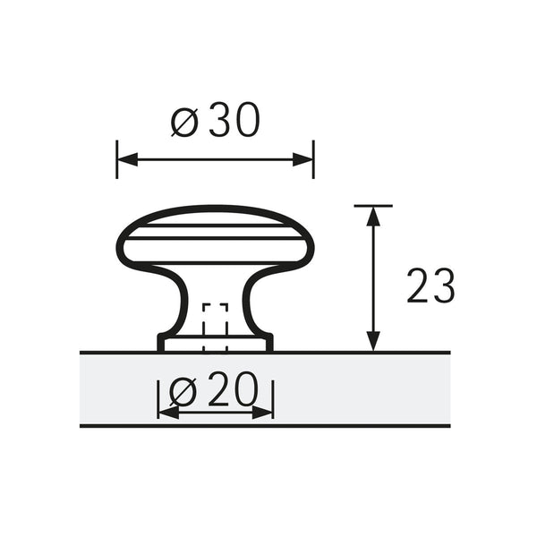Knob Salemi, H 23mm, Brushed Stainless Steel