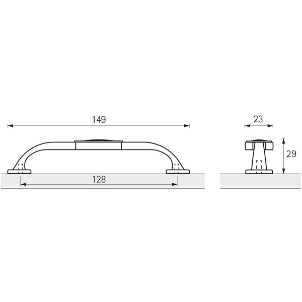 Antique Brass Look Siradia Handle, Hole Spacing 128, L 149mm