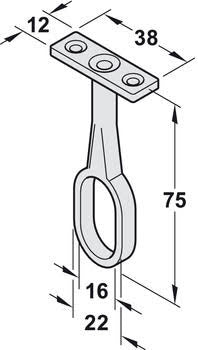 Wardrobe Rail Support, Gold OVA Mid Rail Support 30 x 15mm