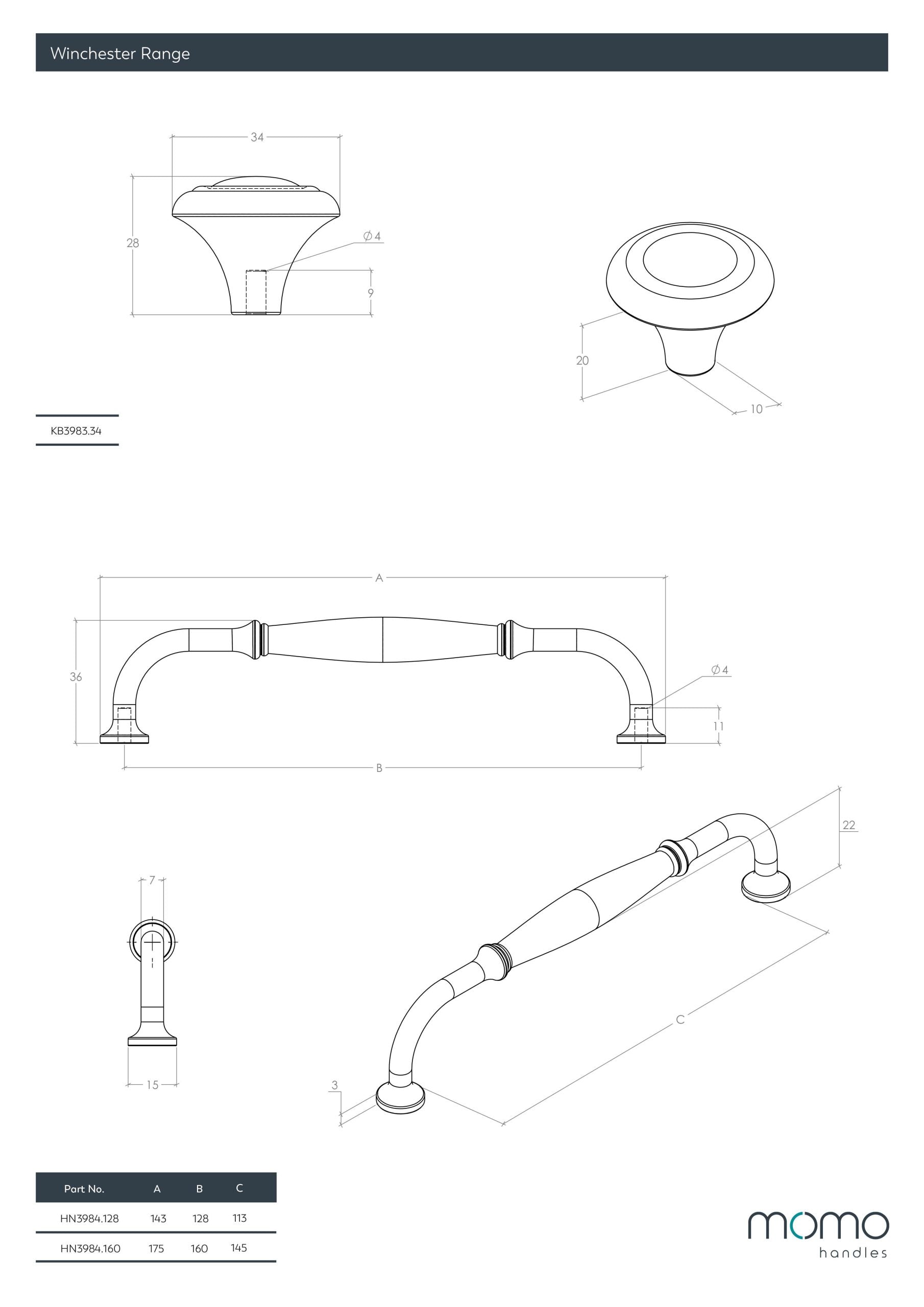 Winchester D Handle Pewter, Classic Look Secondary image