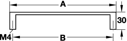 Stainless Steel, Bar Handle -  Hole spacing 96 mm